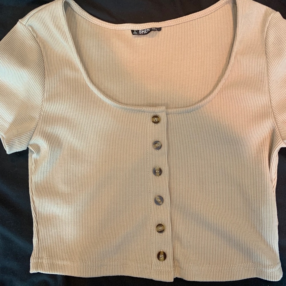tan crop top.